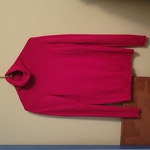 100% cashmere Ann Taylor Hot pink turtleneck sweater.